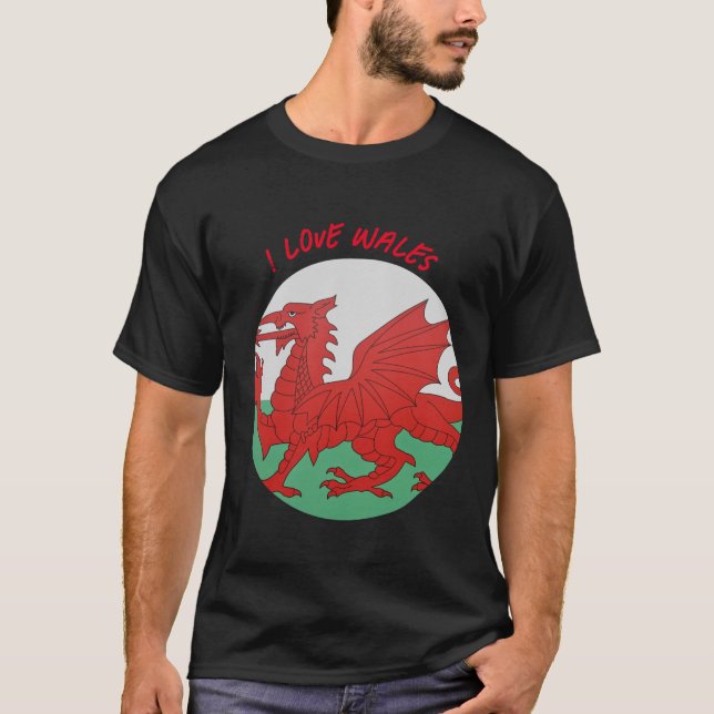 Welsh Flag in the round. Customize text T-Shirt (Front)