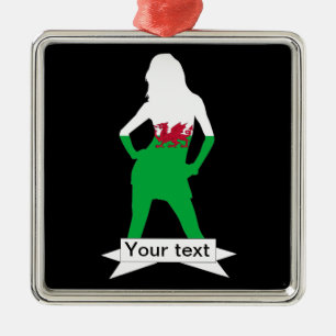 Welsh flag metal tree decoration