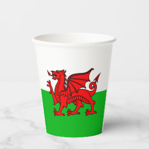 Welsh flag paper cups