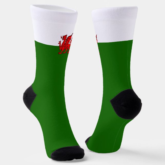 Welsh flag socks (Angled)