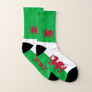 Welsh Flag Socks, Patriotic Cymru Dragon, Wales Socks