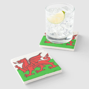 Welsh flag stone coaster