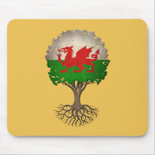 Welsh Flag Tree of Life Customisable Mouse Mat