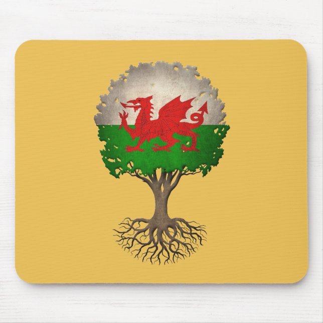 Welsh Flag Tree of Life Customisable Mouse Mat (Front)