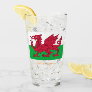 Welsh Flag & Wales country, Cymru patriot / sports Glass