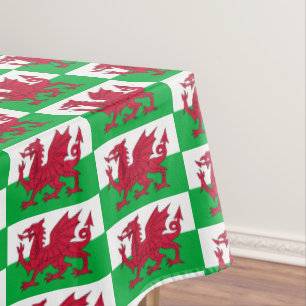 Welsh Flag & Wales dining tablecloth /decor Dragon