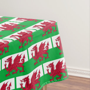 Welsh Flag & Wales dining tablecloth /decor Dragon