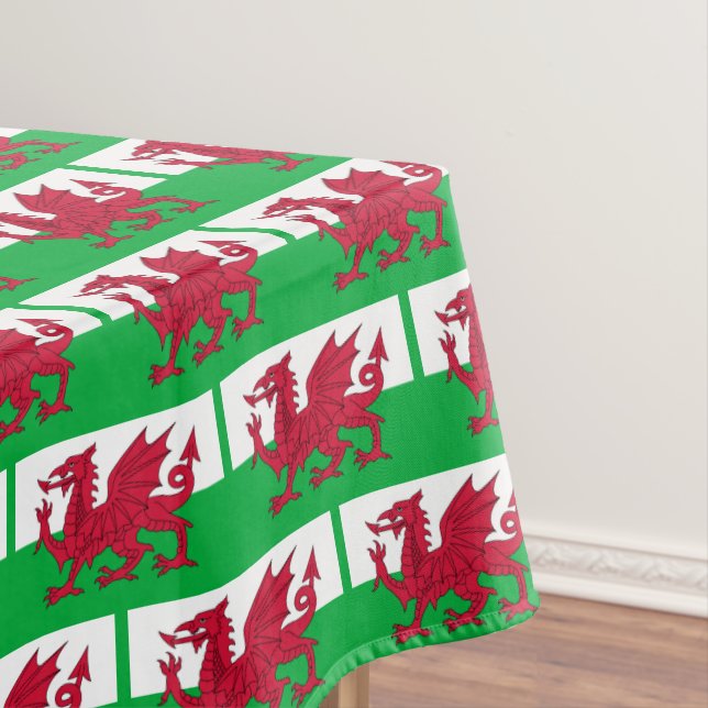 Welsh Flag & Wales dining tablecloth /decor Dragon (In Situ)