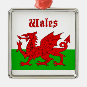 Welsh Flag Wales Metal Tree Decoration