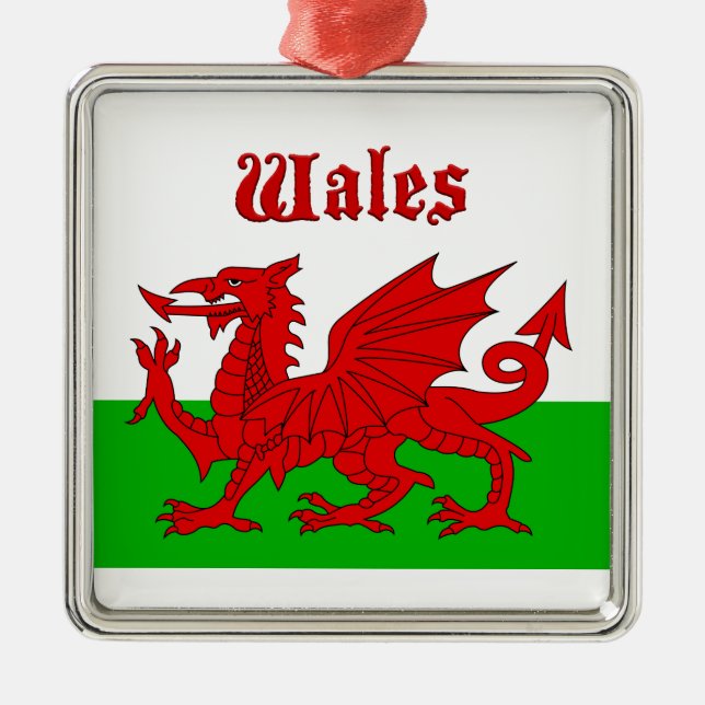 Welsh Flag Wales Metal Tree Decoration (Front)