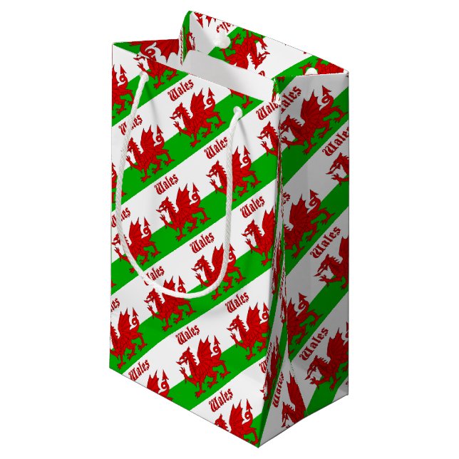 Welsh Flag Wales Small Gift Bag (Front Angled)