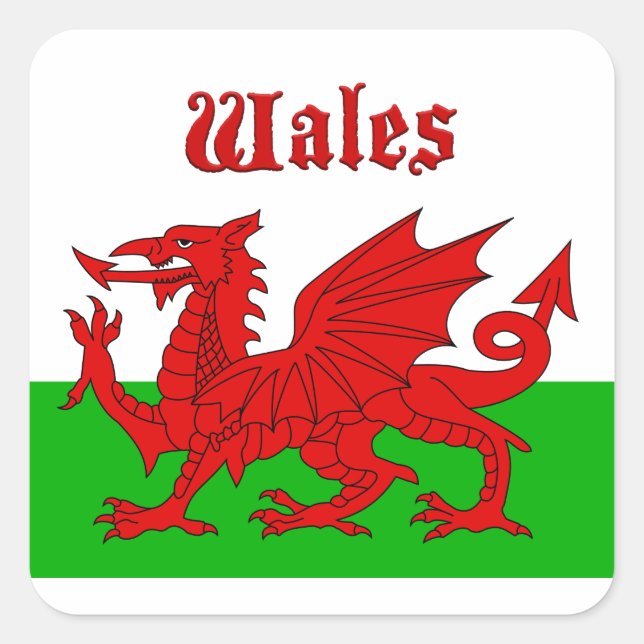 Welsh Flag Wales Square Sticker (Front)
