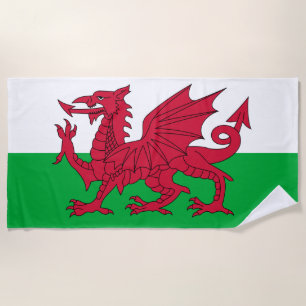 Welsh Flag (Wales) (Welsh Dragon) Beach Towel