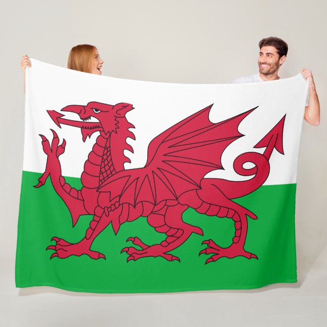 Welsh Flag (Wales) (Welsh Dragon) Fleece Blanket (In Situ)