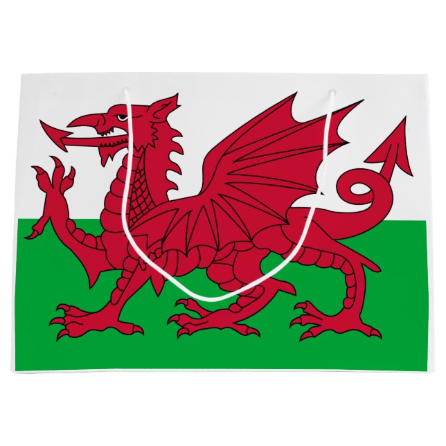 Welsh Flag (Wales) (Welsh Dragon) Large Gift Bag (Front)