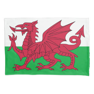 Welsh Flag (Wales) (Welsh Dragon) Pillowcase