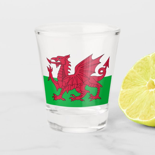 Welsh Flag (Wales) (Welsh Dragon) Shot Glass (Front)