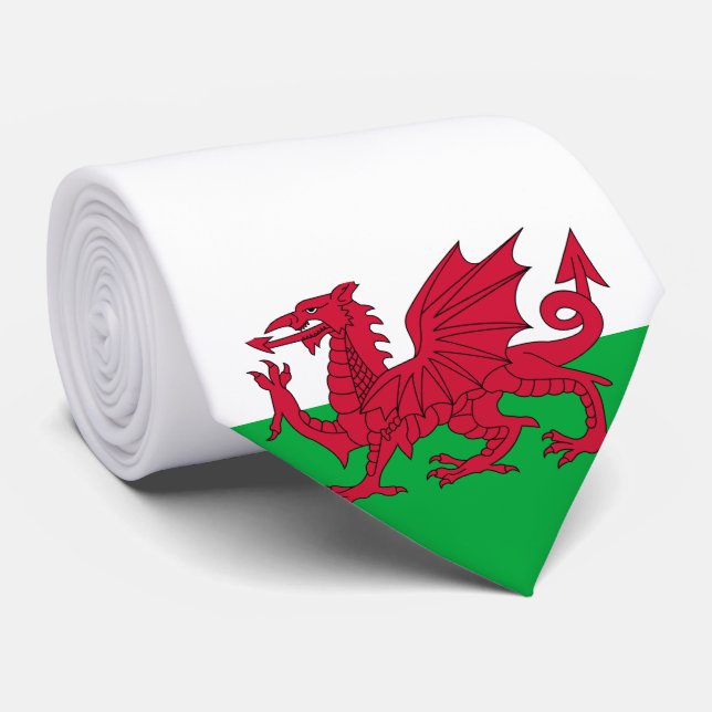 Welsh Flag (Wales) (Welsh Dragon) Tie (Rolled)
