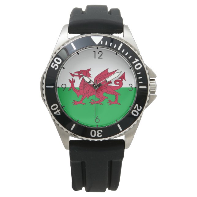 Welsh Flag (Wales) (Welsh Dragon) Watch (Front)