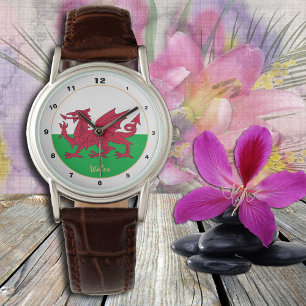 Welsh Flag watch, women dragon fashion, Wales Watch