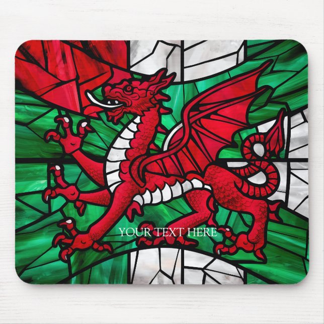 Welsh Flag with Red Dragon  Mouse Mat (Front)
