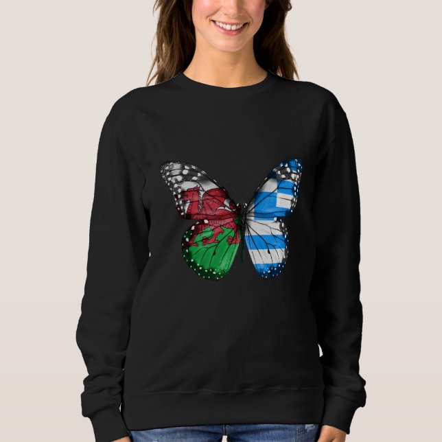 Welsh Greek Flag Butterfly Sweatshirt (Front)