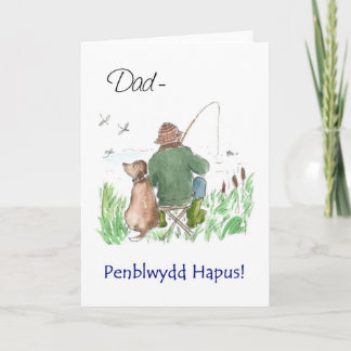 Welsh Greeting Birthday Card for a Man: Fishing
