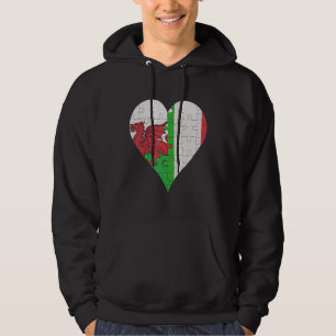 Welsh Italian Flag Heart Hoodie