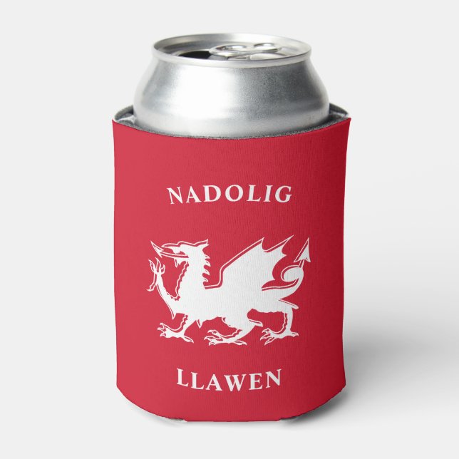Welsh Merry Christmas Simple Celtic Nadolig Llawen Can Cooler (Can Front)