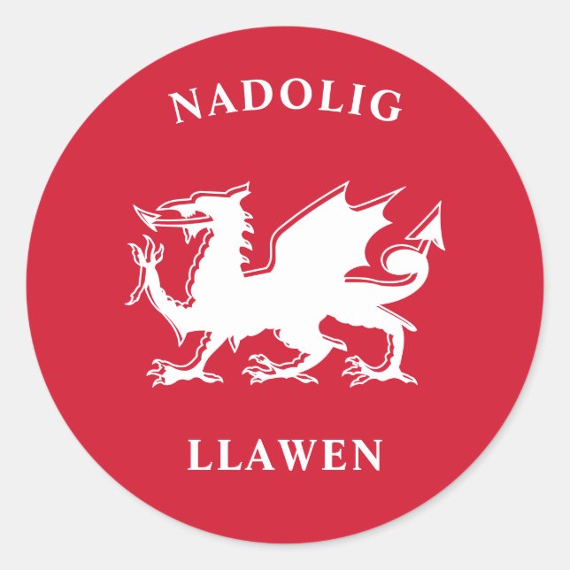 Welsh Merry Christmas Simple Celtic Nadolig Llawen Classic Round Sticker (Front)