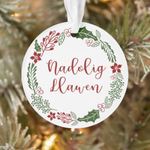 Welsh Merry Christmas Wreath, Nadolig Llawen Ornament