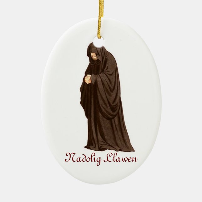 Welsh Monk Christmas Ornament (Front)