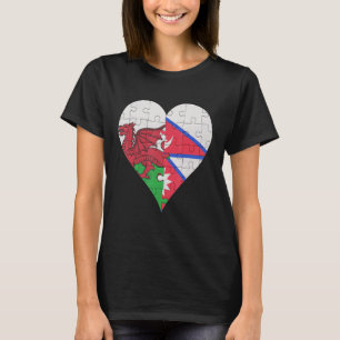 Welsh Nepalese Flag Heart T-Shirt
