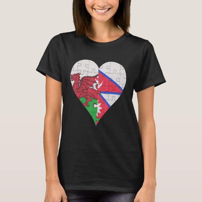 Welsh Nepalese Flag Heart T-Shirt (Front)