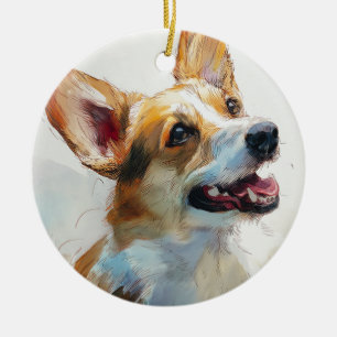 Welsh Pembroke corgi watercolor Ceramic Tree Decoration