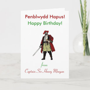 Welsh Pirate Birthday Greeting Card