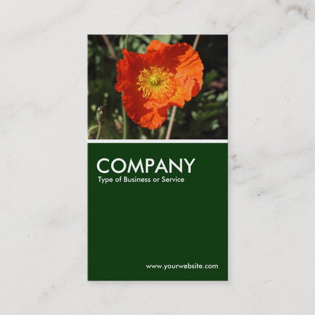 Welsh Poppy - Dark Green Business Card (Front)