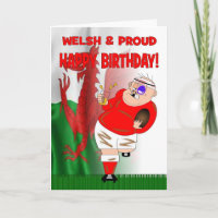 Welsh & Proud Beer Rugby Birthday Card