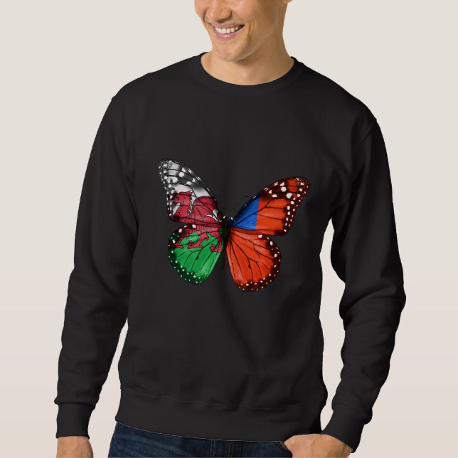 Welsh Samoan Flag Butterfly Sweatshirt (Front)