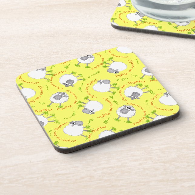 Welsh Sheep, Wales Forever: Custom Coasters (Left Side)