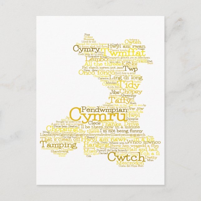 Welsh Slang Word Art Map Postcard (Front)