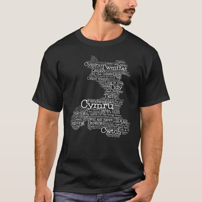 Welsh Slang Word Art Map T-Shirt (Front)