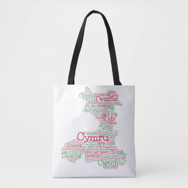 Welsh Slang Word Art Map Tote Bag (Front)