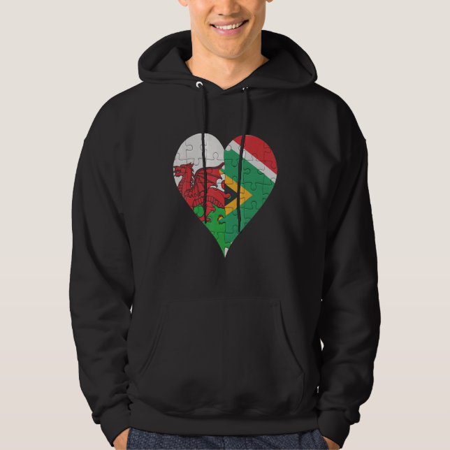 Welsh South African Flag Heart Hoodie (Front)