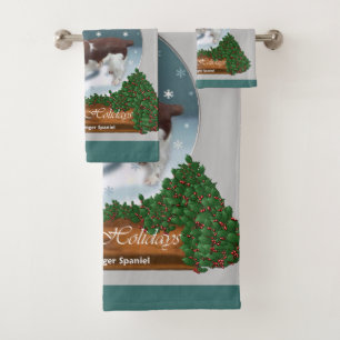 Welsh Springer Spaniel Christmas Bath Towel Set