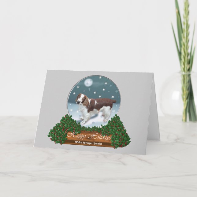 Welsh Springer Spaniel Christmas Gifts Holiday Card (Front)