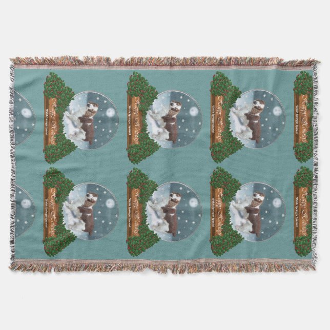 Welsh Springer Spaniel Christmas Throw Blanket (Front)