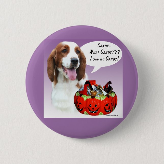 Welsh Springer Spaniel Halloween Candy 6 Cm Round Badge (Front)