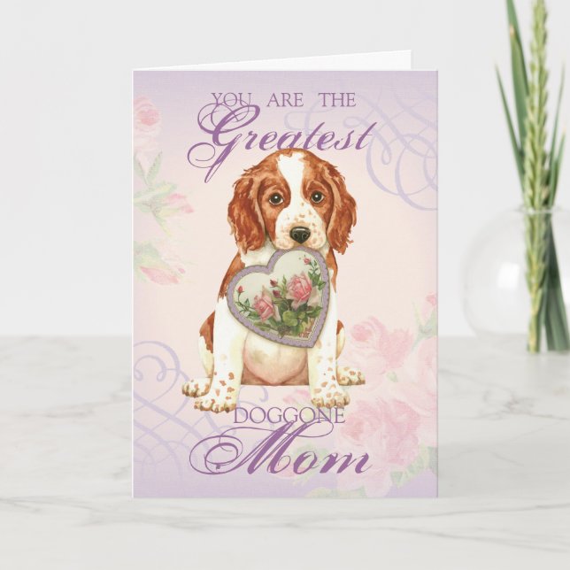 Welsh Springer Spaniel Heart Mum Card (Front)