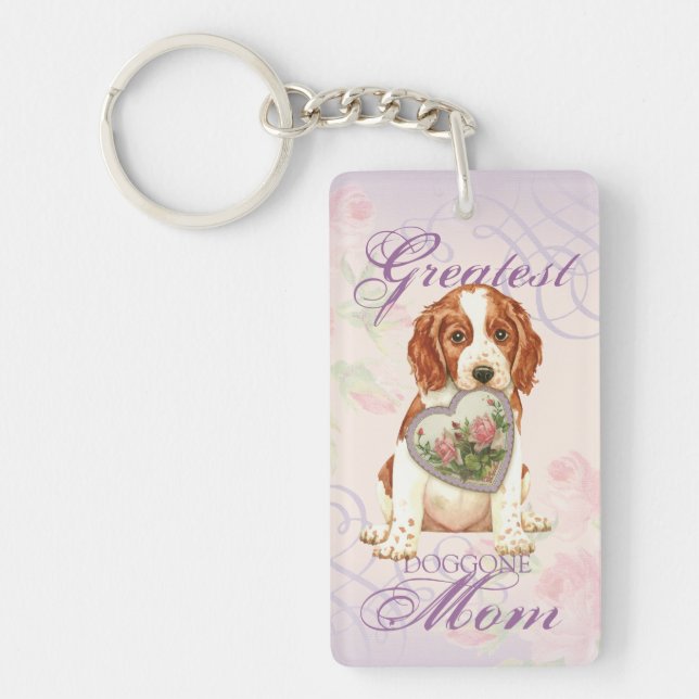Welsh Springer Spaniel Heart Mum Key Ring (Front)